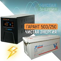 ИБП ДЛЯ КОТЛА  | Инвертор Энергия Гарант 500(пн-500) + Аккумуляторная батарея Vektor GL12250