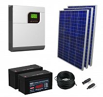 Солнечная электростанция 3.1 кВт*ч в сутки ECO GEL PWM+ 2024 с крепежом